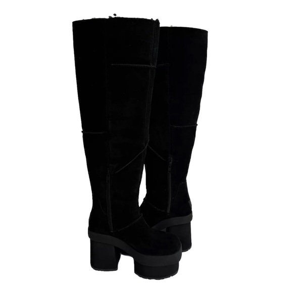 UGG NEW HEIGHTS PLATFORM XTRA BLACK OVER THE KNEE SUEDE BOOTS US 9.5 - Picture 2 of 6